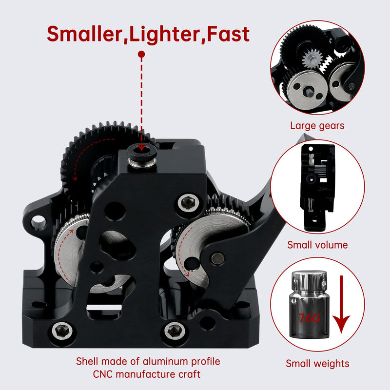 HGX-LITE Extruder All Metal Hardened Steel Reduction Gear Extruder 3D Printer Parts,Upgraded Big Gear POM Material Drive for Vorn 2.4V0 Ender 3 CR-10 CR10S 3D Printer