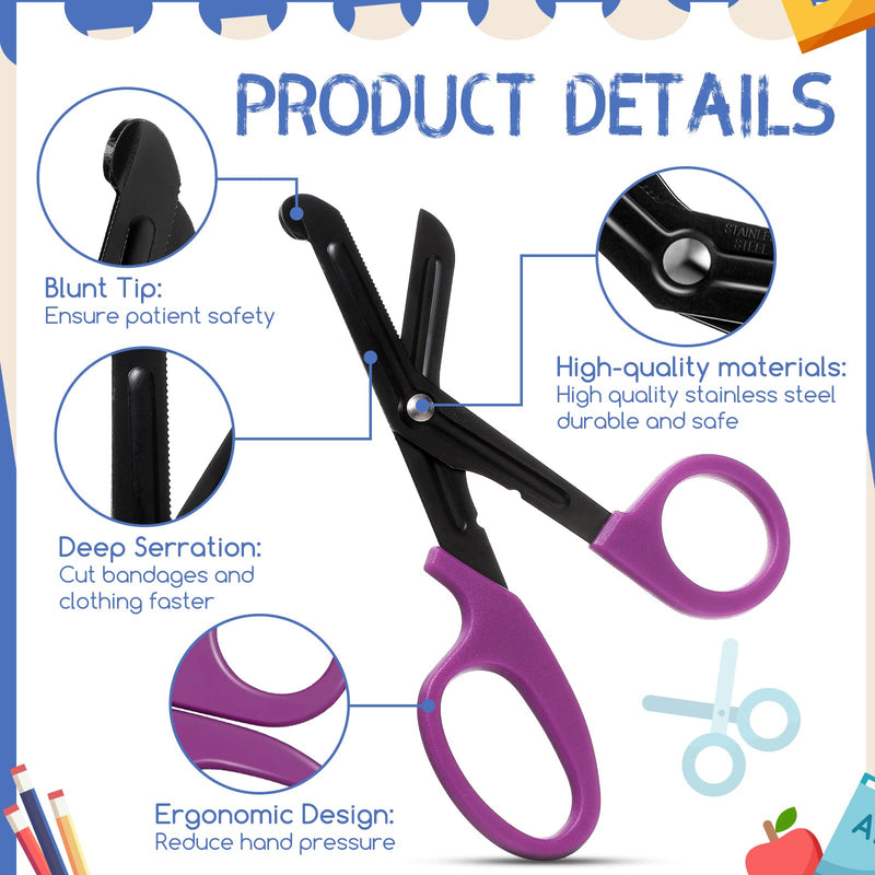 [Australia - AusPower] - 4 Pcs Trauma Shears Bandage Scissors for Nurses Bandage Scissor with Retractable Badge Reels Surgical Gauze Shears Safety Bandage Scissors Badge Reel Clip for Sewing Crafting General Use 