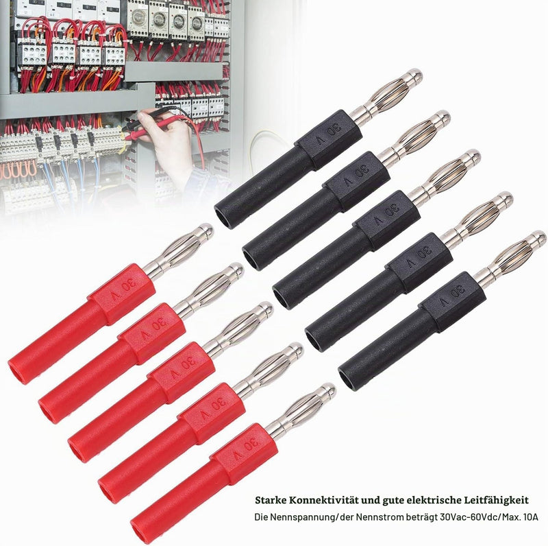 Set of 5 Banana Plug 4 mm to 2 mm Female Multimeter Adapter Test Probe for Test Leads Probes Connection Parts