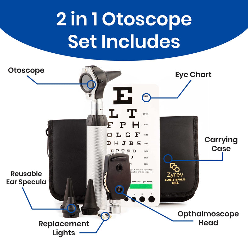 [Australia - AusPower] - Zyrev ZetaLife 2 in 1 Otoscope Set with 50 Extra Disposable Tips 