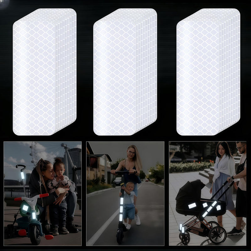 Reflective Tape 30 PCS - Waterproof Self-Adhesive Safety Stickers, DOT-C2 Reflector Tape for Outdoor Use on Bike/Truck/Car/Motorcycle/Clothing/Helmet, White 1.18" X 3.15"