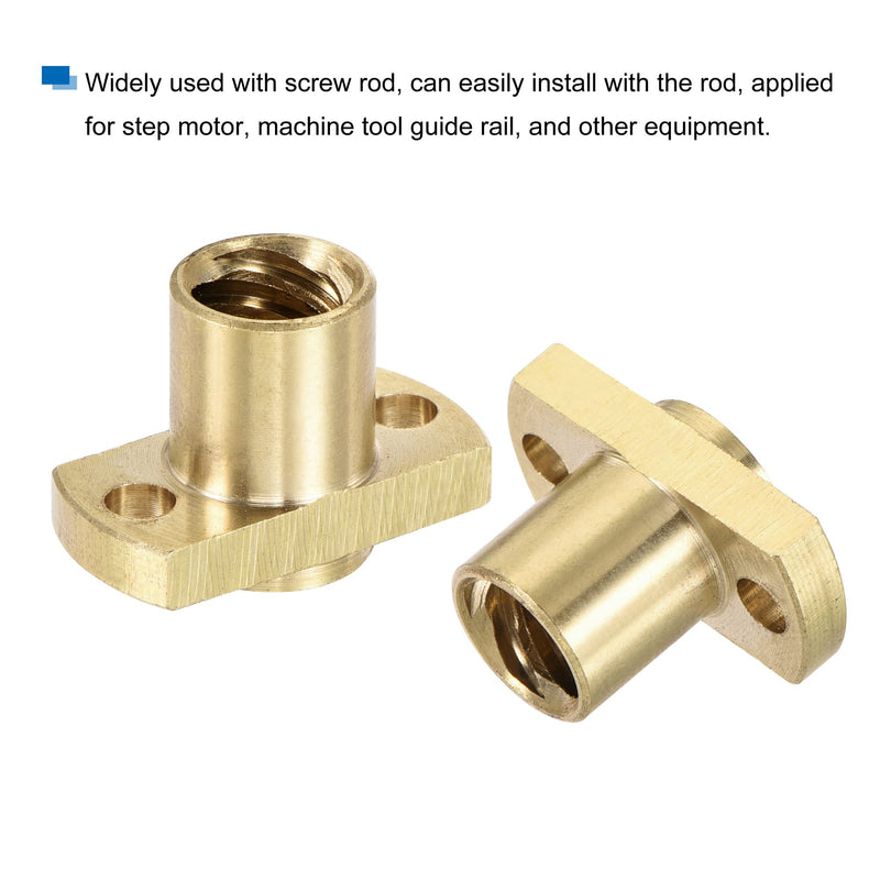 [Australia - AusPower] - MECCANIXITY T8 Lead Screw Trapezoidal Nut 2mm Pitch 8mm Lead for 3D Printer Brass Tone Pack of 2 