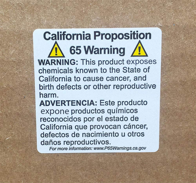 California Proposition 65 Warning Labels Short Form 2 x 3 Inch Rectangle 500 Adhesive Stickers