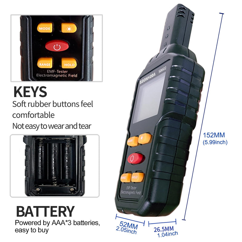 [Australia - AusPower] - 3 in 1 EMF Meter,EMF Reader,Electromagnetic Field Radiation Detector,EMF Tester for Home,EMF Detector with sound light alarm,Ghost Hunting Equipmetent 