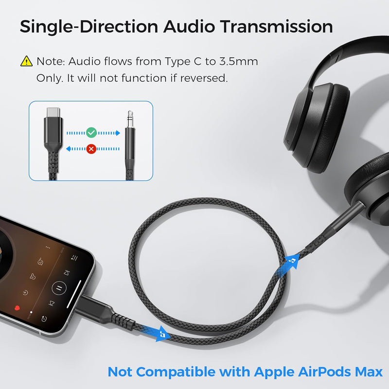 [Australia - AusPower] - USB C aux Cord for Samsung s21 Audio Jack usbc to aux Cord Headphone Adapter for Google Pixel 3/4/4 XL, Moto Z, Samsung Galaxy S20 ultra/S20+/S20/S10+/S9+/Note 10+/10 -1m… White 