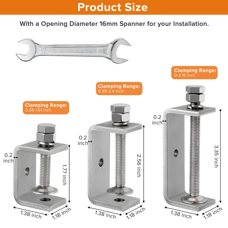 [Australia - AusPower] - 304 Stainless Steel C Clamp,1 1/2 Inch Tiger Clamp Woodworking Clamp Heavy Duty C Clamps for Woodworking, Welding and Construction,Features Stable Wide Jaws and Protective Pads(2 Pcs) 45mm-2 Pcs 