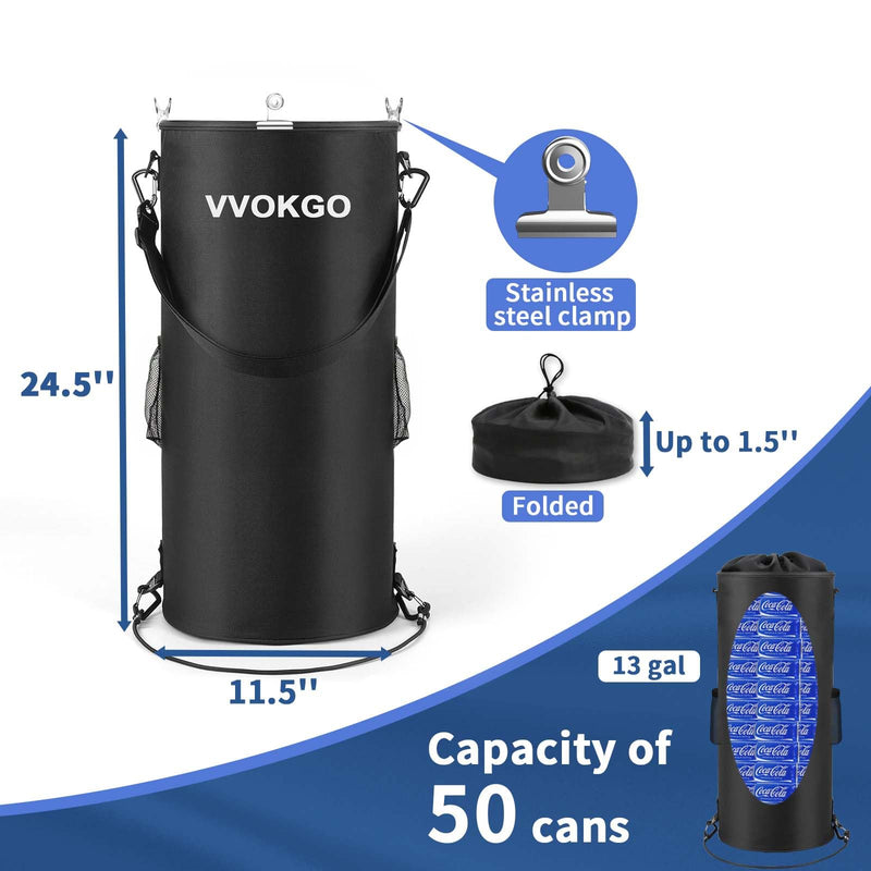 VVOKGO Portable Boat Trash Can with Odor-Resistant Design - Durable Marine Garbage Storage Bag for Boats, RV, Pontoon, Camping, Fishing - Includes 12 Clips