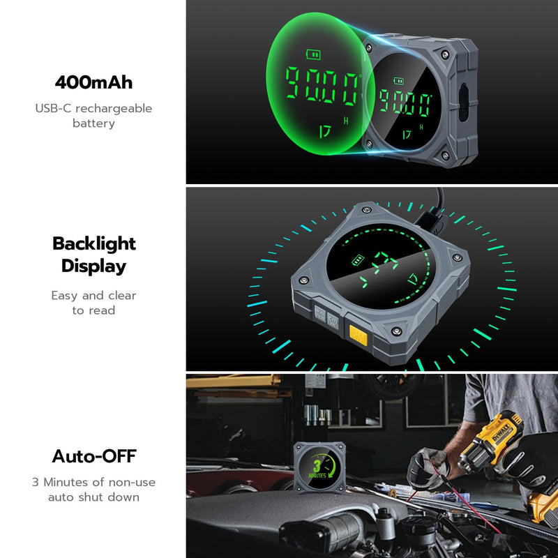 [Australia - AusPower] - Wigearss Digital LCD Protractor, Inclinometer, Angle Finder with Four-Sided Magnet 
