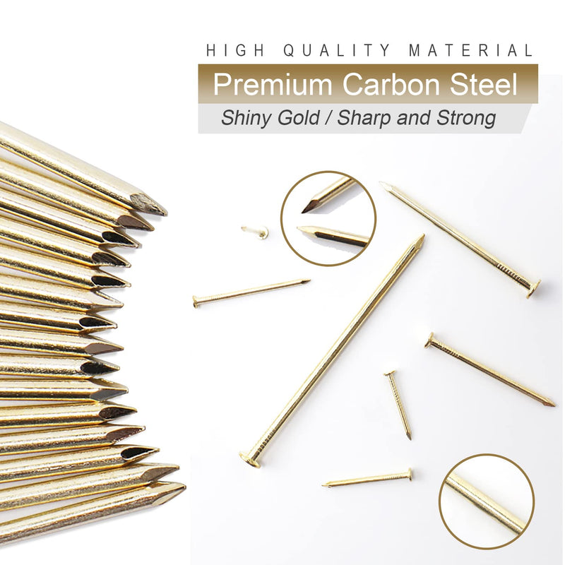 60pcs Gold Hardware Nails, 3 Inches Brass Plated Nails, Wall Nails for Hanging, Wood Nails, Roofing Nails, Long Nails, Wall Nails 3in 60