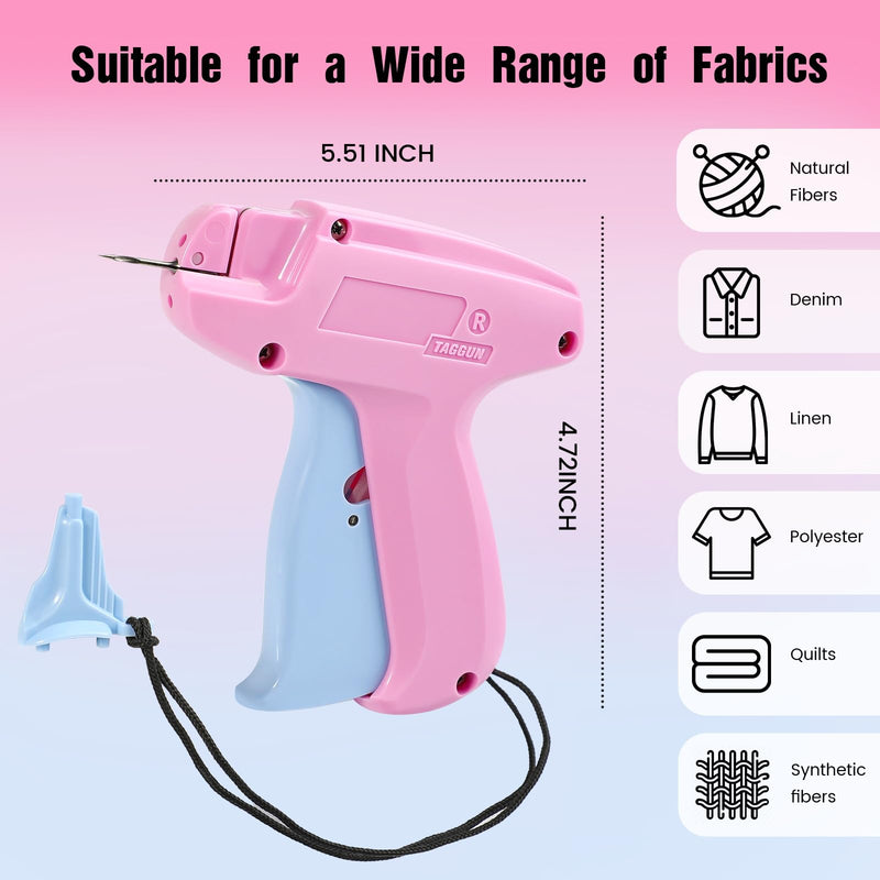 Stitch Gun for Clothes, Quick Clothing Fixer, Tagging, Sewing Kit Includes 5 Needle, 1000 Black Fasteners & 1000 White Fasteners（Pink-Blue） PINK BLUE