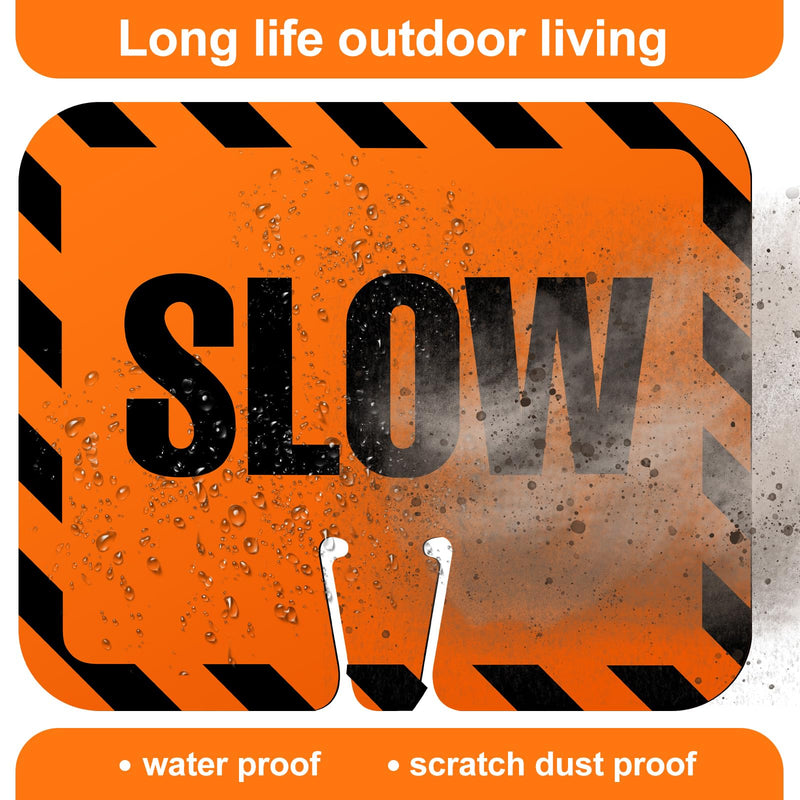 6 Pcs Slow Traffic Cone Signs, 12.6 x 10.4 Inch Slow Down Signs Road Traffic Cone Top Warning Sign, Black and Orange High Visibility Road Construction Parking Safety Track Outdoor Neighborhoods 6