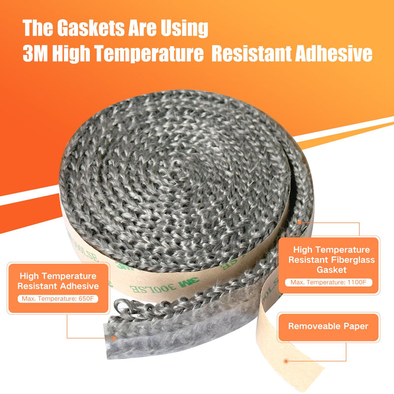 Protalwell Self Adhesive Stove Window Glass Gasket Tape, 1" Width 216" Length, Flat Stove Door Glass Seal, Self Stick Flat Gasket Tape for Woodstove and Fireplace Window