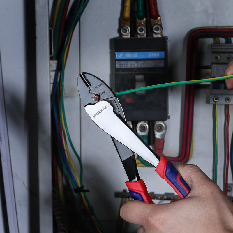 [Australia - AusPower] - WORKPRO 9.5" Wire Cutter/Crimper, Wire Crimping/Cutting Tool for 10-22 AWG Terminals and Connectors, Designed for Insulated and Non-Insulated Connections 