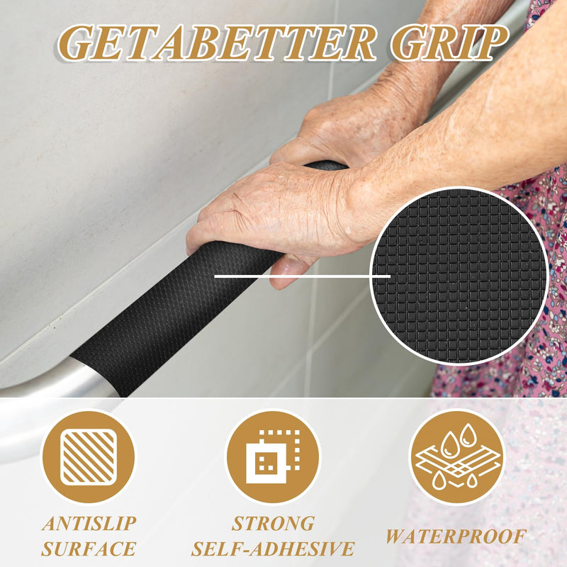Sticky Anti-Slip Rubber Grip Tape, 4 Pcs Ultra-Thin Strong Adhesive Cuttable Tape, Customizable Waterproof Heat Resistant Versatile with Grip for Handles and Contact Surfaces (Black)