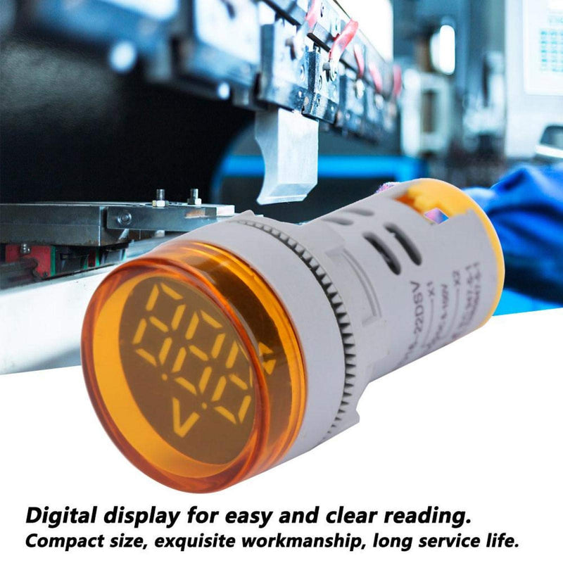[Australia - AusPower] - Digital Mini LED Display Voltmeter, DC 6-100V LED Voltmeter Signal Light Digital Display DC Voltage Meter Indicator Round Lamp Tester (Yellow) 