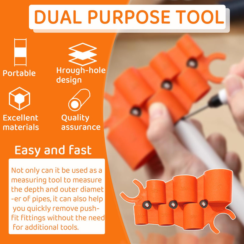 [Australia - AusPower] - 1/4'' - 1'' Depth Gauge and Pipe Deburring Tool Kit, 1/8'' to 1-5/8'' Inner Outer Reamer Pipe Tubing Chamfer Tool for PVC, PPR, CPVC, Brass, Aluminum Pipe 