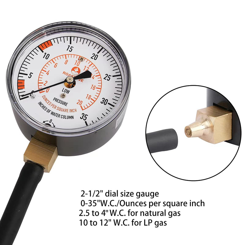 [Australia - AusPower] - Roastove Natural Gas or LP Gas Manifold Pressure Test Kit, LP Gas Pressure Tester, Natural Gas Meter, 0-35" W.C 0-35inH2O test kit 