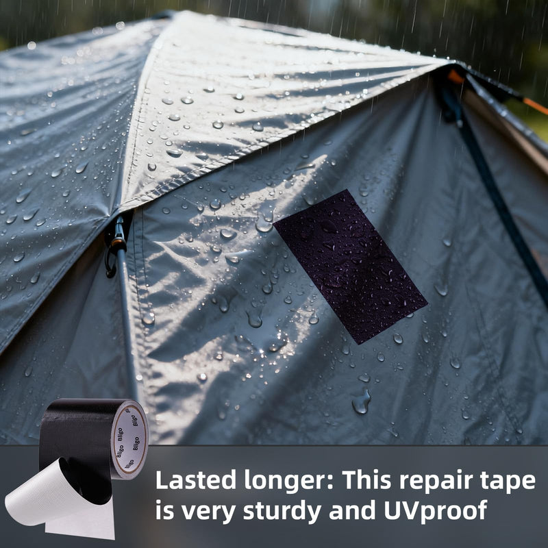 Heavy Duty Waterproof Repair Tape 4 Inch x 25 FT for RV Awning, Tent, Tarp, Sail and Boat Cover, Outdoor Fabric Repair Patch, UVproof, Multipurpose Black