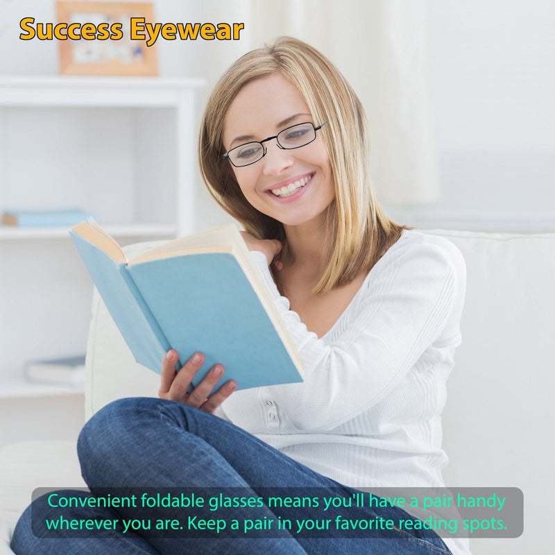 [Australia - AusPower] - Reading Glasses 2 Pair Black and Gunmetal Readers Compact Folding Unisex Glasses for Reading Case Included Bundle: Set of Black and Gunmetal With 2 Cases 2.5 x 