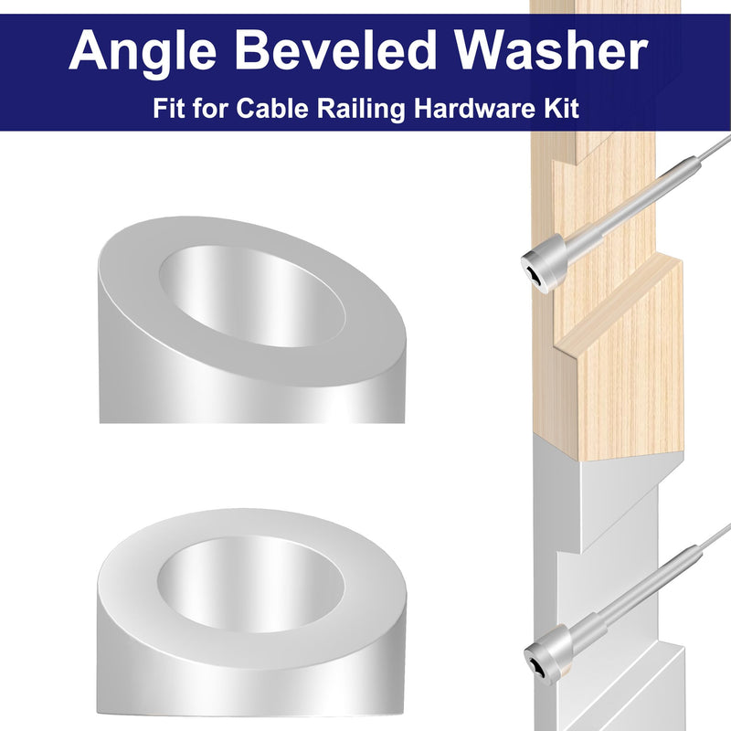 [Australia - AusPower] - 30 Pack Stainless Steel 25 30 35 Degree Angled Bevel Washers - 3/8" ID Angle Washer for Cable Railing Systems, Stair Ends，Fits for 1/8", 3/16" Cables Railing Kits 3/8" Angle Washers 30 Pcs- Silver 