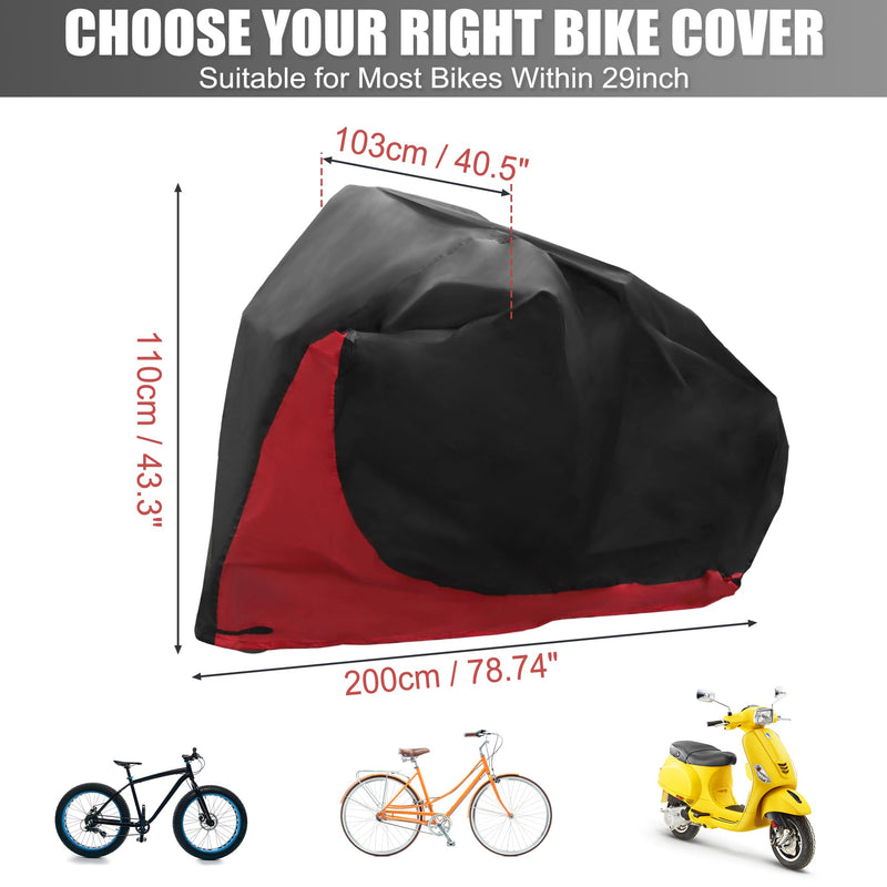 [Australia - AusPower] - uxcell Bike Cover Outdoor Waterproof Bicycle Cover Sun Dust Wind Proof Bike Rain Covers for Mountain Road Electric City Bike Red X-Large 