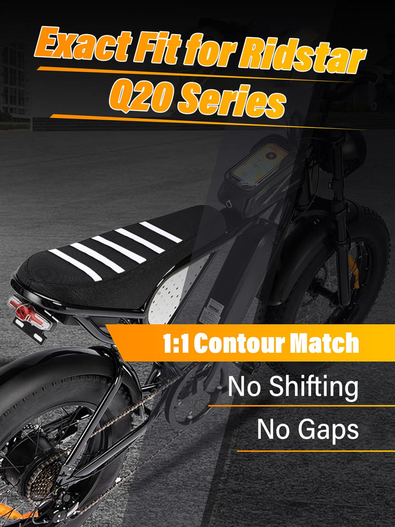 [Australia - AusPower] - Non-Slip Seat Cover Compatible fit for Ridstar Q20/Q20 Pro Lite E-Bike,Electric Bike Soft Seat Cover (Black-White) Black-White 