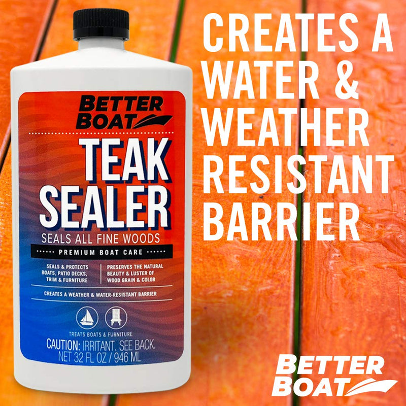 Better Boat Teak Cleaner and Brightener for Wood, Teak Oil or Sealer for Boats, Indoor Furniture, Shower Stools, and Outdoor Wood Furniture Restorer for Stains Teak Sealer Oil