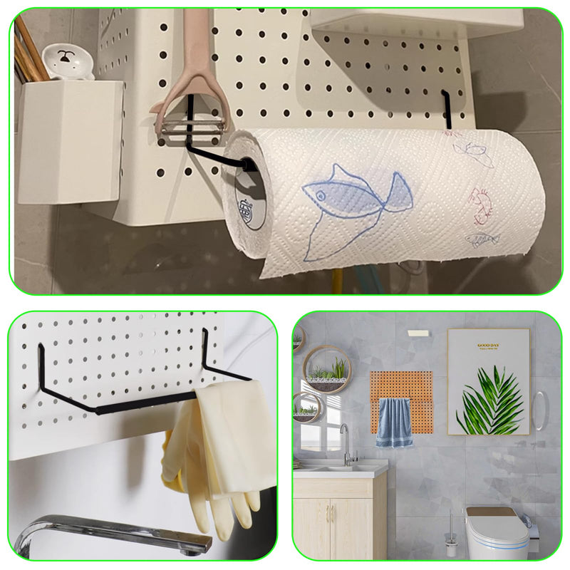 [Australia - AusPower] - AccEncyc 2 Pack Pegboard Towel Holder Pegboard Hooks for Paper Towels, Kitchen Towels, Stickers, Tapes Great Peg Board Organizer Accessories for Workshop, Garage, Kitchen 2 Pcs 