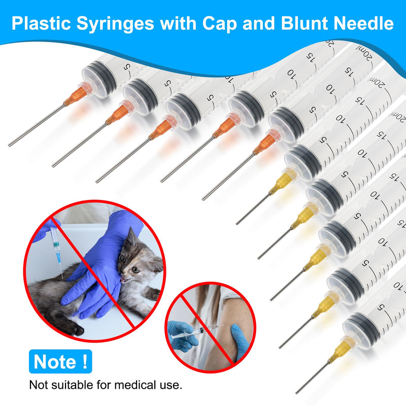 [Australia - AusPower] - Pack of 10 Syringes 20 ml, Syringe with Blunt Needle, Plastic Syringe, Dosing Syringe, Colostrum Syringe, Injection Syringe, for Laboratory, Industrial, Liquid Measurement, DIY Craft Refill Glue 