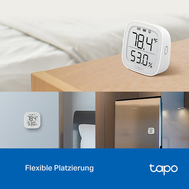 TP-Link Tapo T315 Smart Home Temperature and Humidity Meter, Digital Thermo-Hygrometer Indoor Room Thermometer with 2.7 Inch E-Ink Display, High Precision Sensor, Hub Required White