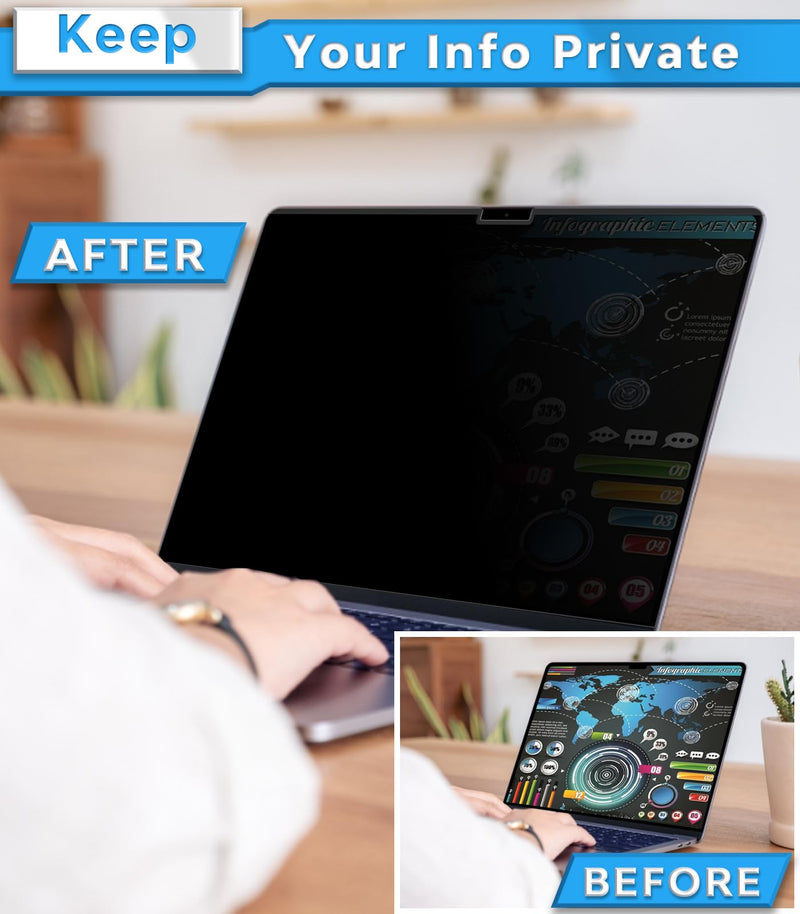 [Australia - AusPower] - PYS Magnetic Privacy Screen for MacBook Air 15.3 Inch (2023-2024, M2 M3 Chip) - Removable Anti-Glare Protector with Camera Cover Slide and Anti-Blue Light Filter MacBook Air 15 Inch (2024-2023,M2/M3) 