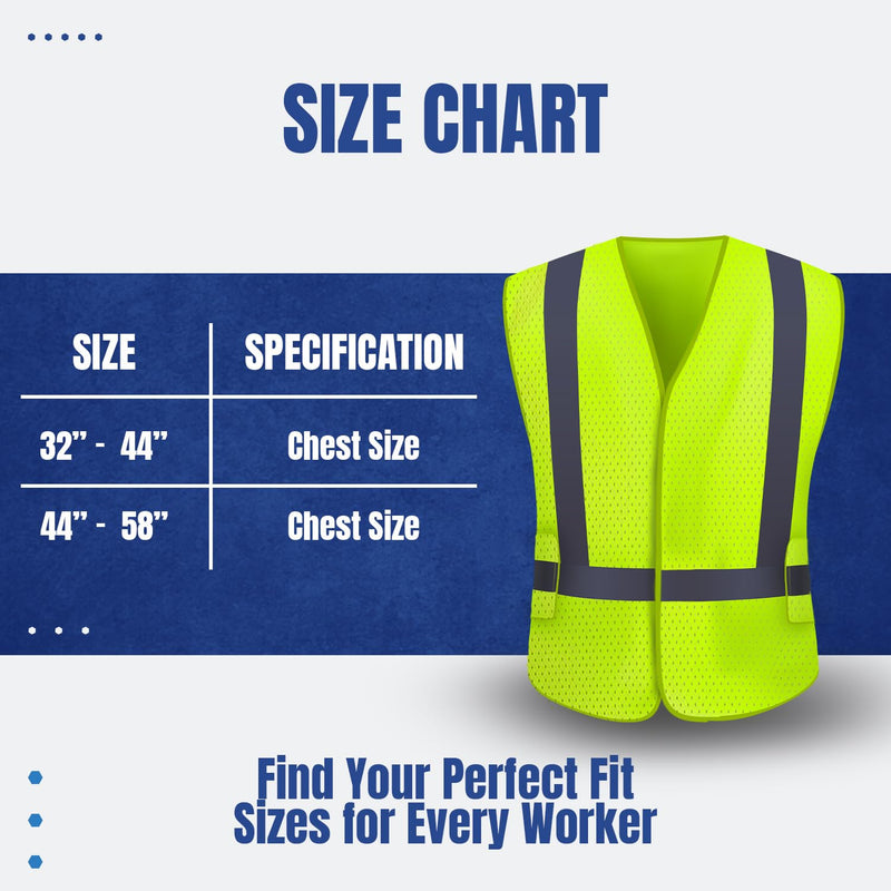 NYOrtho High Reflective Vest - Construction Vest - Universal Fit - ANSI/ISEA Class 2 - Sweat-Free With Reflective Material 32-44 Mesh 6