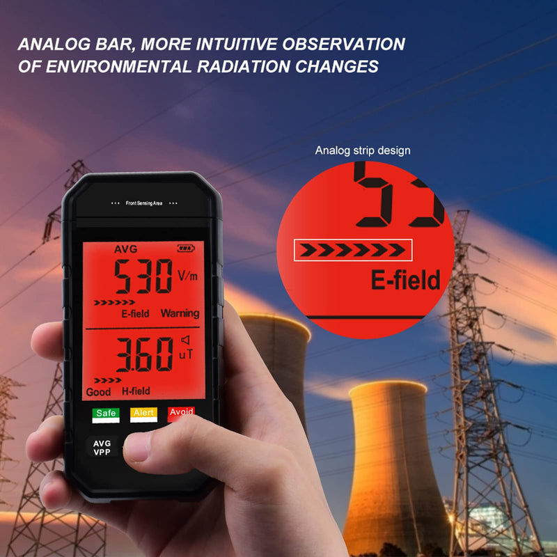 [Australia - AusPower] - EMF Meter, Electromagnetic Field Radiation detector with Digital LCD Backlit Display Automatic Alarm, Handheld EMF Tester for Home Office EMF Inspections 