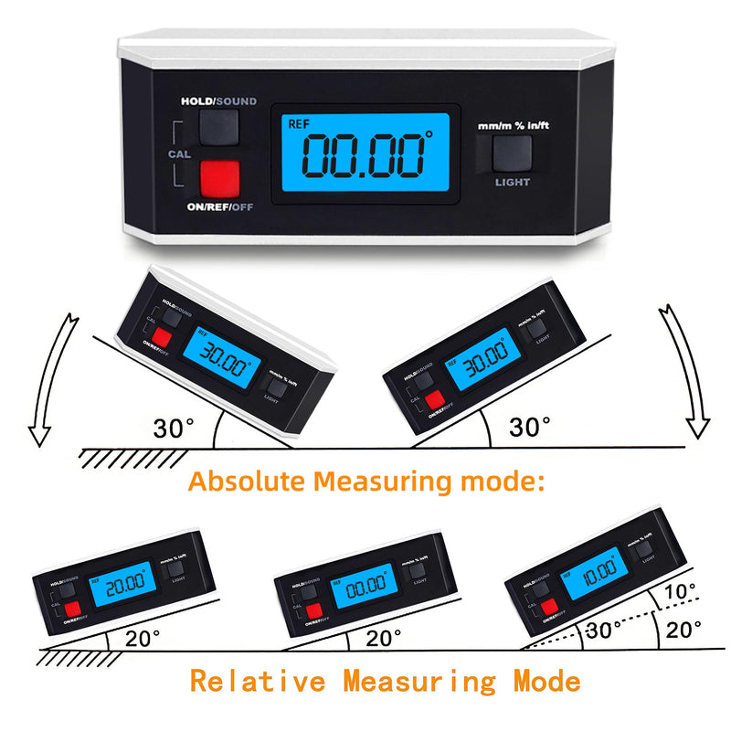 [Australia - AusPower] - Black V-Groove Digital Angle Finder with Backlight Display - High-Precision IP65 Waterproof Magnetic Tool（ACE-QJQ） 