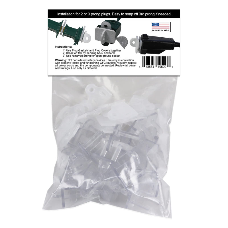 (Set of 25, Clear) The Original Weatherproof Gaskets & Plug Covers - Made in USA, Outdoor Plug Shield, Waterproof Plug Covers, Stop GFCIs from Tripping - by APlugPro Qty (25)