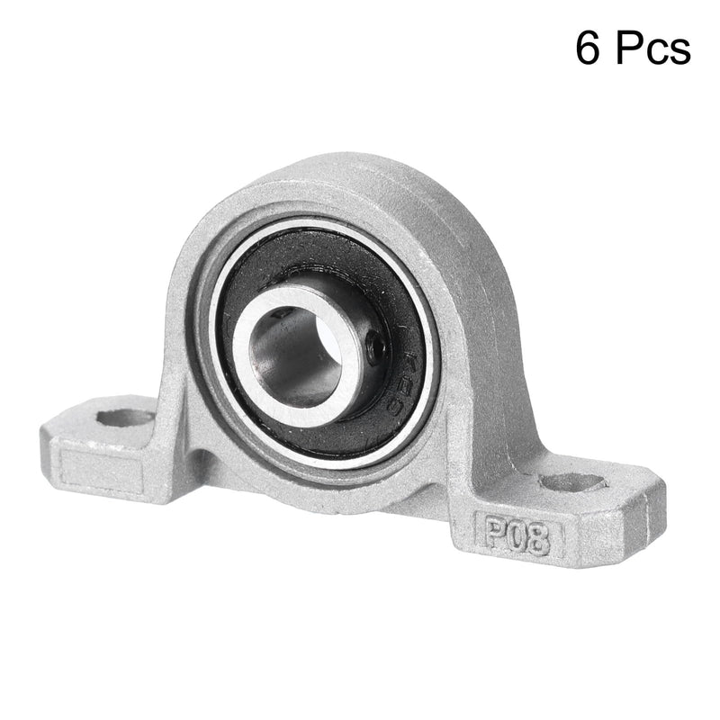 [Australia - AusPower] - uxcell 6 Pcs KP08 Pillow Block Bearing 8mm Bore Zinc Alloy Inner Ball Mounted Bearing Block Insert Bearing Self-Alignment 