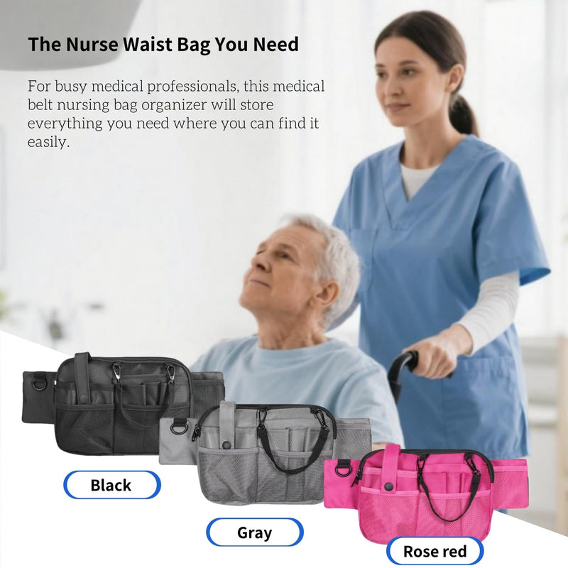 [Australia - AusPower] - Nursing Waist Bag,Nurse Fanny Pack,Medical Organizer Belt Adjustable Waist Strap/Multi Compartment Suitable for Stethoscopes,Bandage,Scissors and Other Supplies（Rose） Rose 
