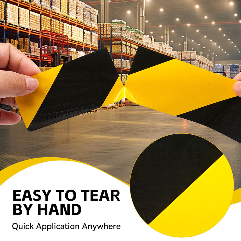 Black and Yellow Heavy Duty Duct Tape 2 in x 120 ft | Water-resistant, tearable tape with strong adhesive for repair, packing, crafts and automotive use 2In X 120ft Multicolored