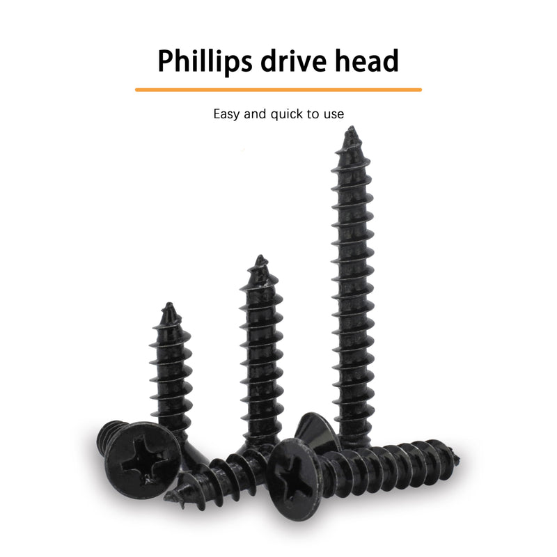 [Australia - AusPower] - #10 X 1" Black Screw,Flat Head Phillips Wood Screw, Electroplating Black Carbon Steel, 10 X 1-Inch, 75Pcs #10 x 1" Black Zinc Plated Screws 