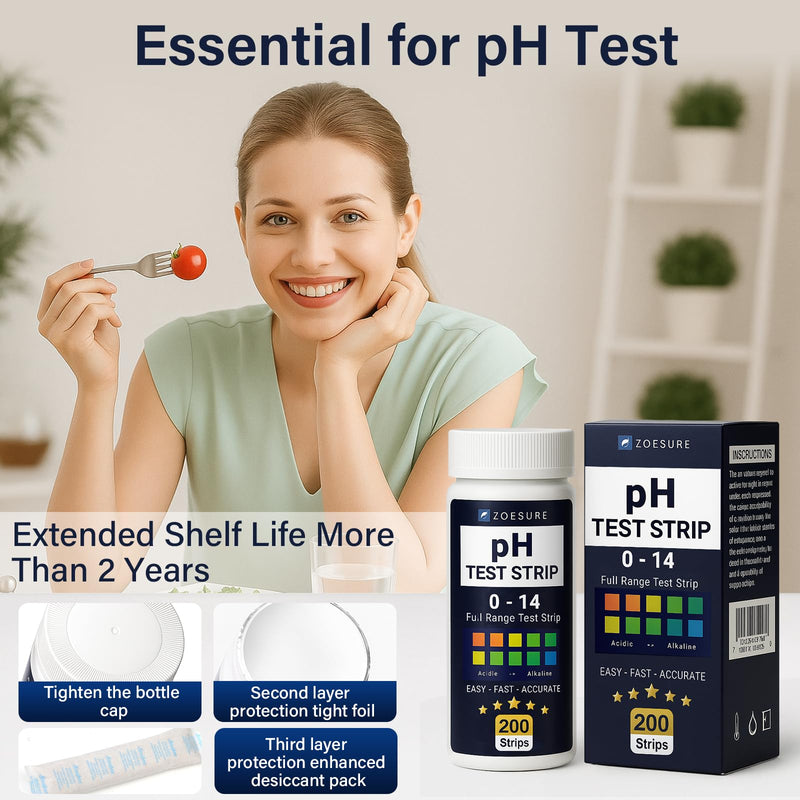 [Australia - AusPower] - pH Test Strip, 200 Count Universal 0-14 pH Testing Strip Essentials Testing Strips Kit for Urine, Saliva, Drinking Water, Aquariums, Pools, Food, and Soap Making, Large Bulk Set | Quick Test Way 0-14 (200Count) 