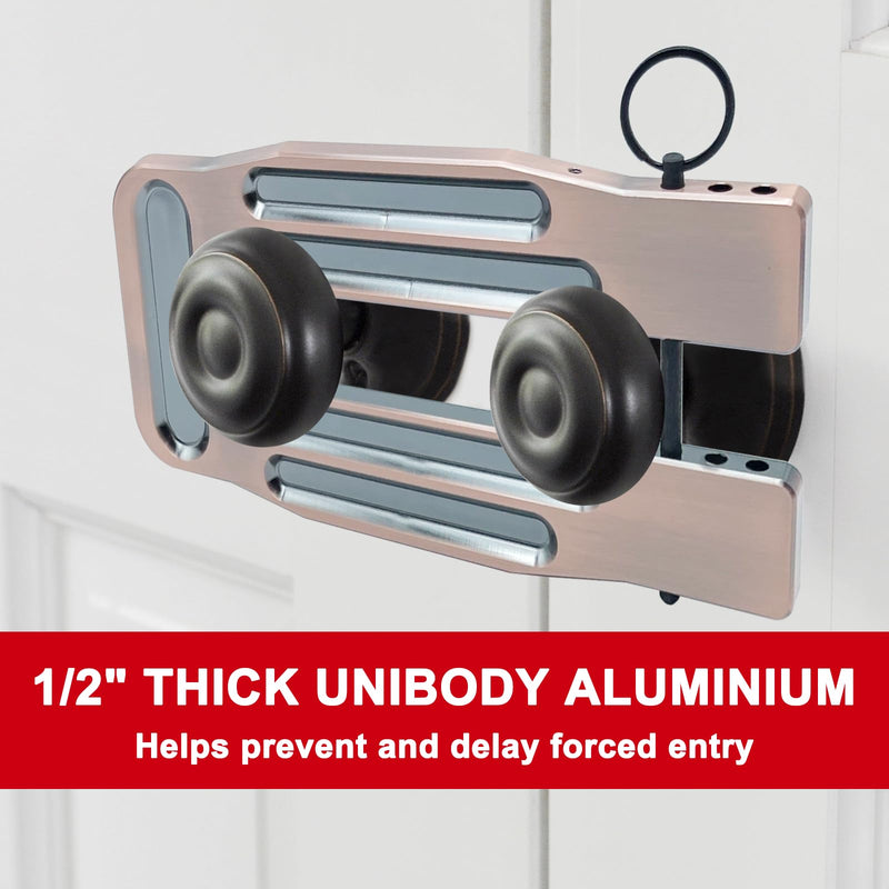 French Door Lock Childproof | Adjustable Double Door Reinforcement Lock for French Doors Home Security | Add High Security to Prevent Home Unauthorized Entry | Unibody Aluminum Construction Brown