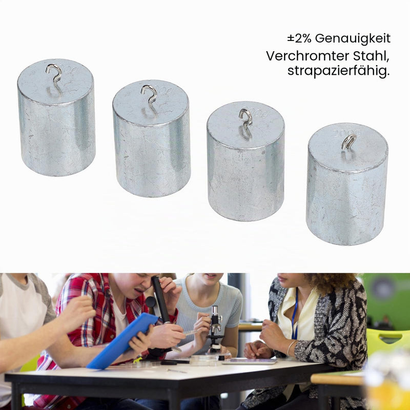 4 Pieces Calibration Weights, 200G Scale, Calibration Weight Set with Hanger, 4 Pieces 50G Calibration Weights Made of Chrome Plated Steel with Hook and Storage Box for Digital Scales
