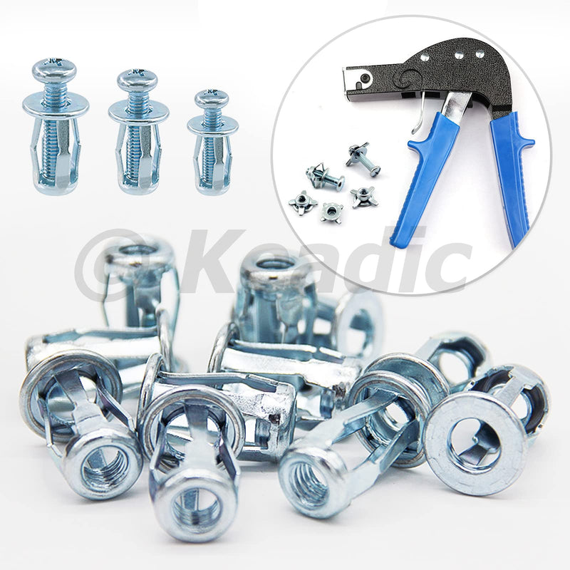 [Australia - AusPower] - Keadic 60Pcs M4 M5 M6 Molly Jack Nuts with Screws Assortment Kit Steel Petal Nuts Large Flange Short Jacknut Expansion Nut Flat Head Threaded Insert Nut for Hollow Wall Iron Plastic Thin Metal Size Assorted Set 