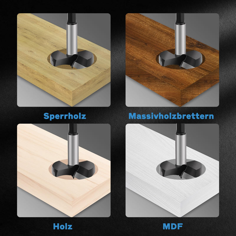 [Australia - AusPower] - Forstner Drill Bit 19 mm, Forstner Drill Bit, Wood Drill, Forstner Cutter with Round Shaft, Forstner Drill Bit for Wood, Hardwood 19MM 2-cutter 