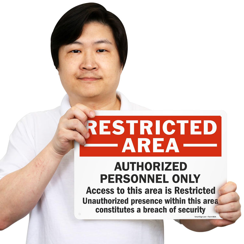 SmartSign "Restricted Area - Authorized Personnel Only" Sign | 10" x 14" Aluminum 10" x 14"