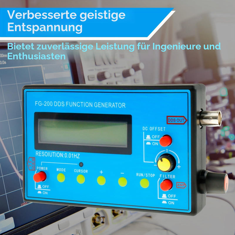 FG-200 DDS Function Generator 1-500kHz Frequency Generator USB Charging Schumann Wave Generator Function Signal Generator Multifunctional Output Waveform (Sine Wave, Rectangular Wave, Triangle Wave)