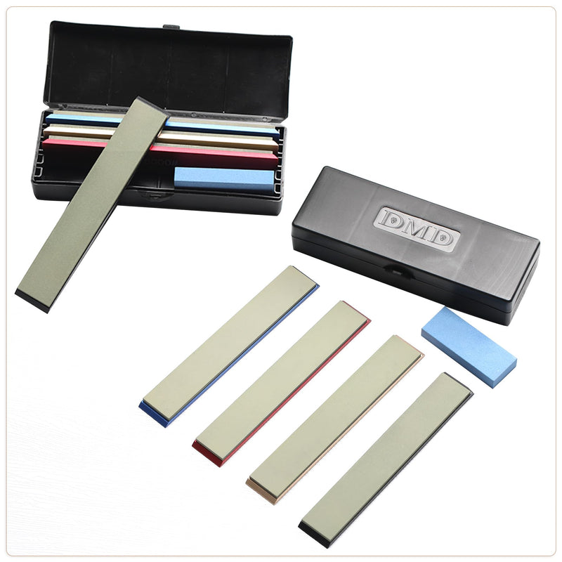 DMD Resin Diamond Sharpening Stone Set, 4-Piece Knife Sharpening Kit with 1000/3000/6000/12000 Grit Diamond Stones, Aluminum Backing for Knives, Chisels & Edge Tools