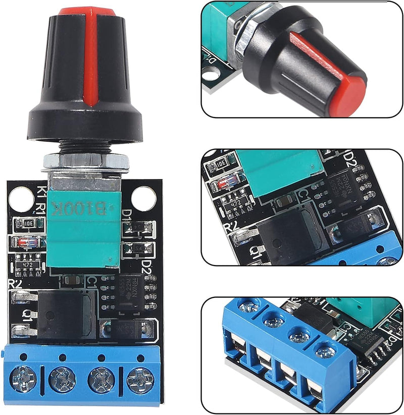 [Australia - AusPower] - VISSQH 6 pieces PWM motor speed controller, 5 V 12 V 10 A motor speed controller module mini DC motor PWM speed controller with switch function 