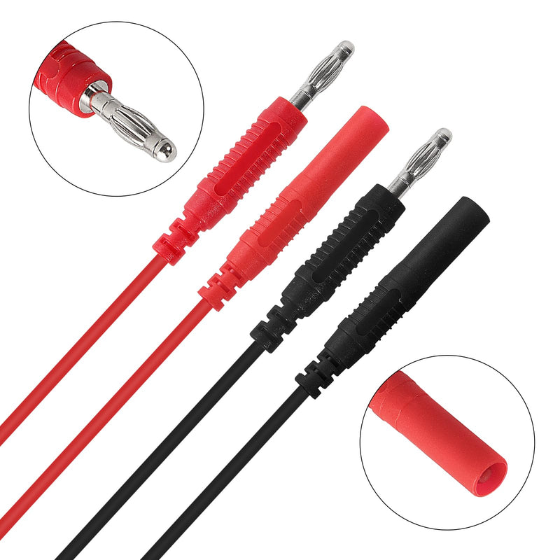 [Australia - AusPower] - UMLIFE 2PCS Multimeter Test Lead Extension Male to Female Connector 4mm Banana Plug to Jack Heavy Duty 14AWG Silicone Wires Meter Leads Probes 3.3 Ft 