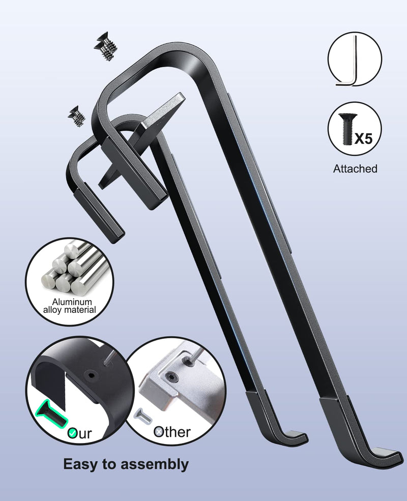 [Australia - AusPower] - Soqool Laptop Stand for Desk, Ergonomic Detachable Laptop Riser, Aluminum MacBook Stand, Compatible with 12-17'' All Laptops Such as MacBook Pro/HP/Dell/Lenovo, Black 